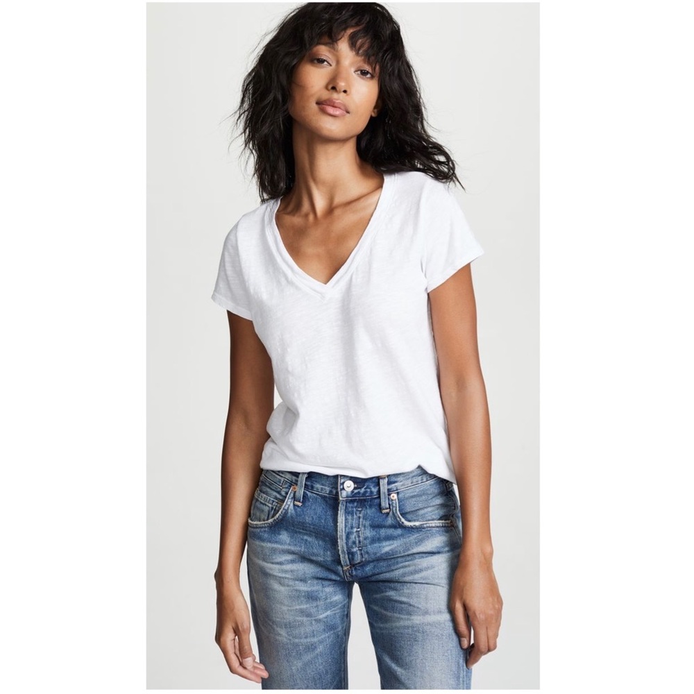 ONE BXWD White V-Neck Tee Med
